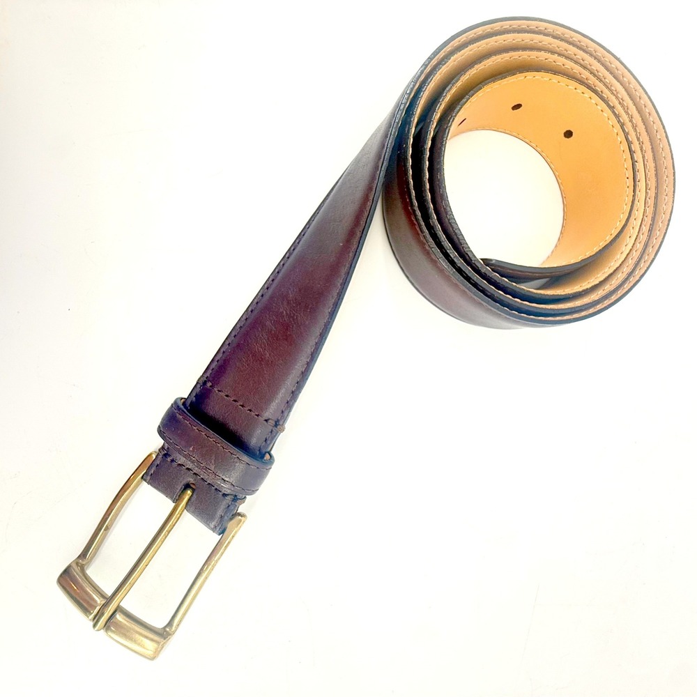 Ben Silver Leather Belt Mens 38 Brown Brass Buckle Dress Charleston USA